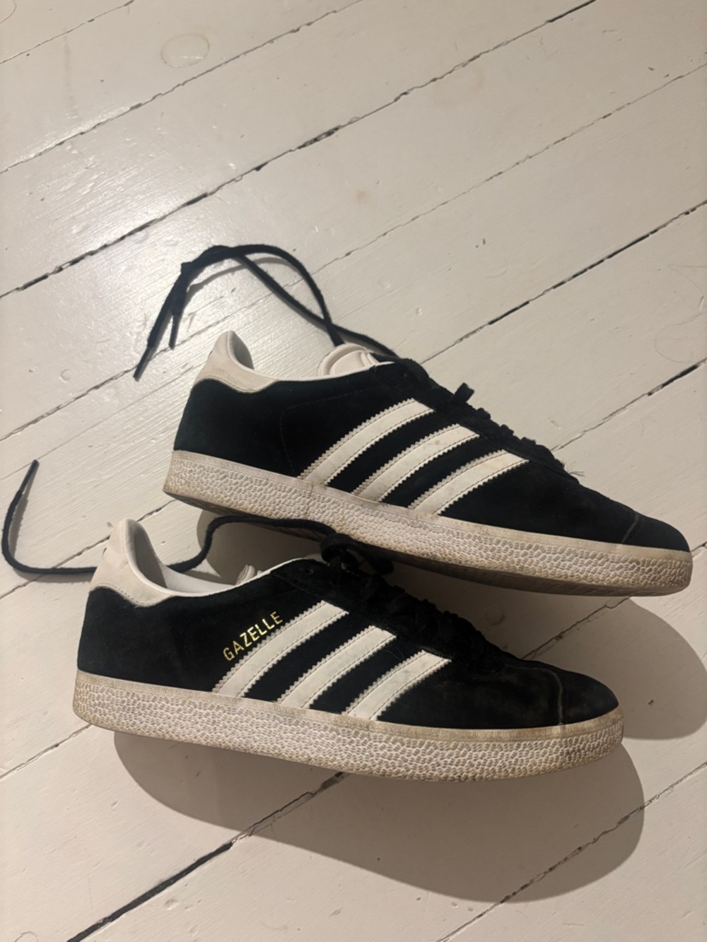 adidas Black and White Gazelle Suede Sneakers